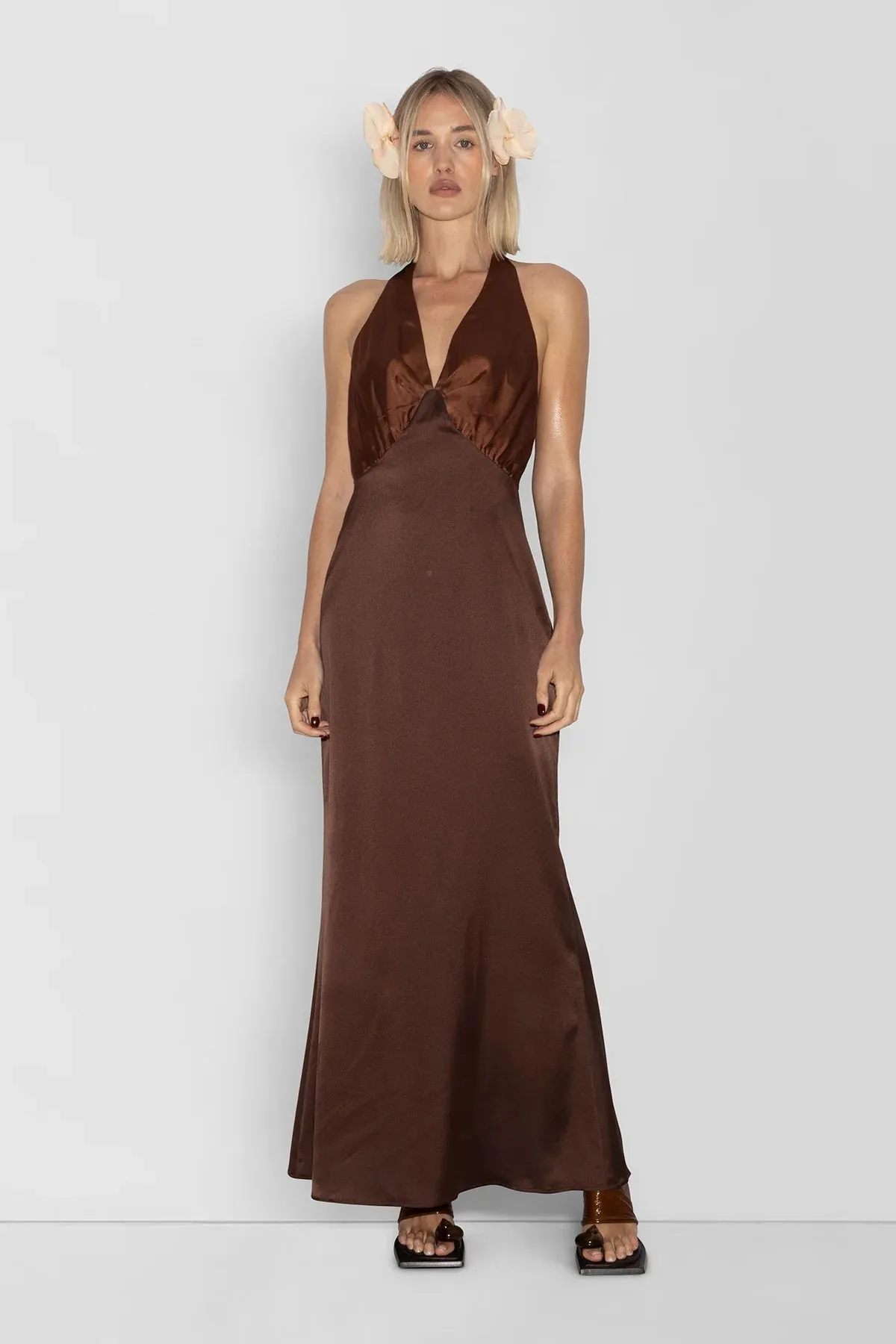 The Wolf Gang Oahu Slip Dress - Chocolate