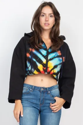 Tie-Dye Cropped Hoodie Jacket