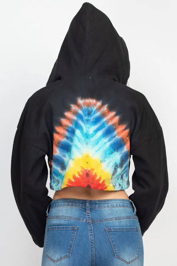 Tie-Dye Cropped Hoodie Jacket