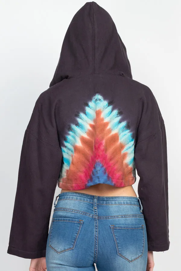 Tie-Dye Cropped Hoodie Jacket