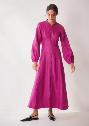 Tilly Linen Midi Dress_Fuchsia