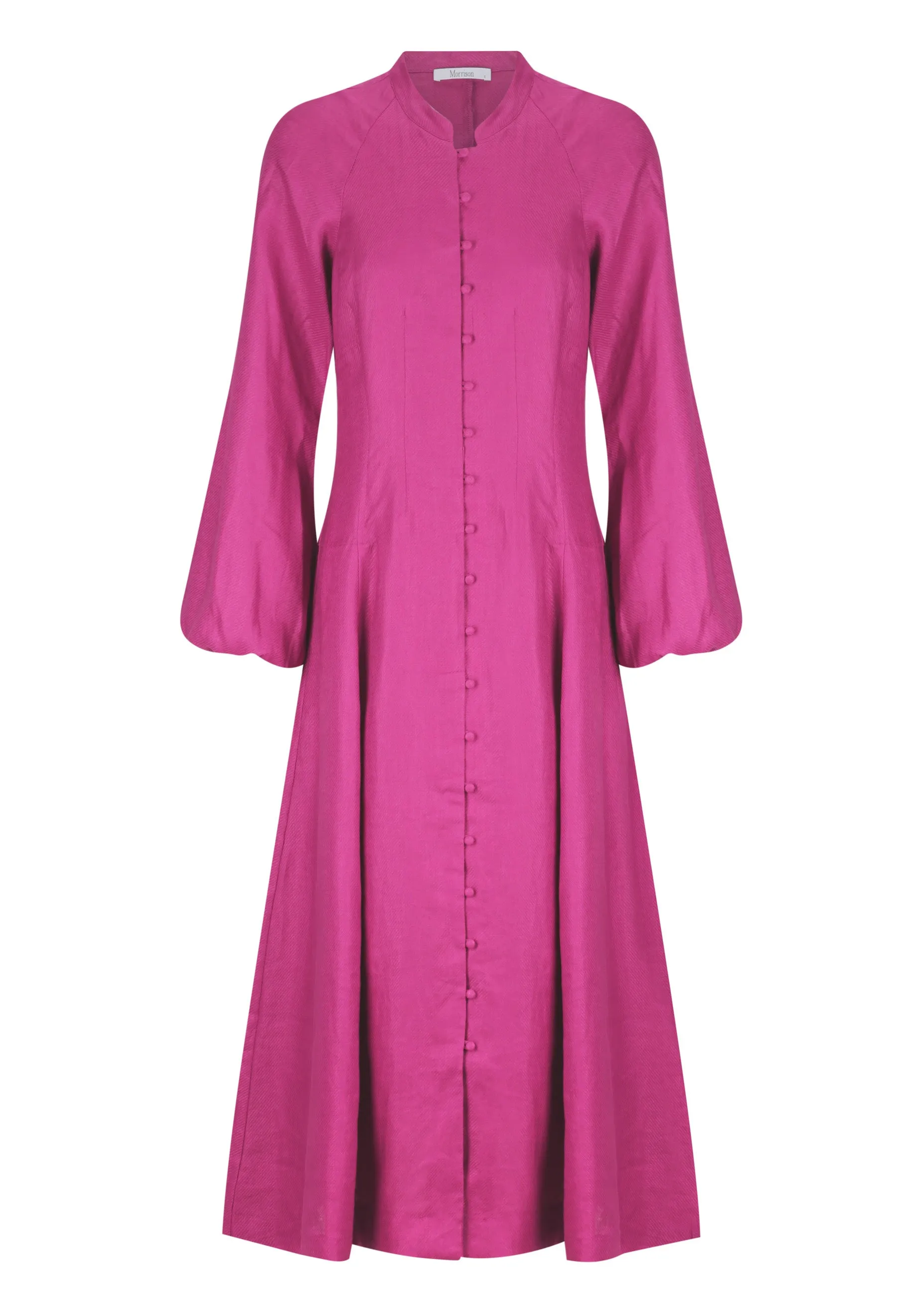 Tilly Linen Midi Dress_Fuchsia