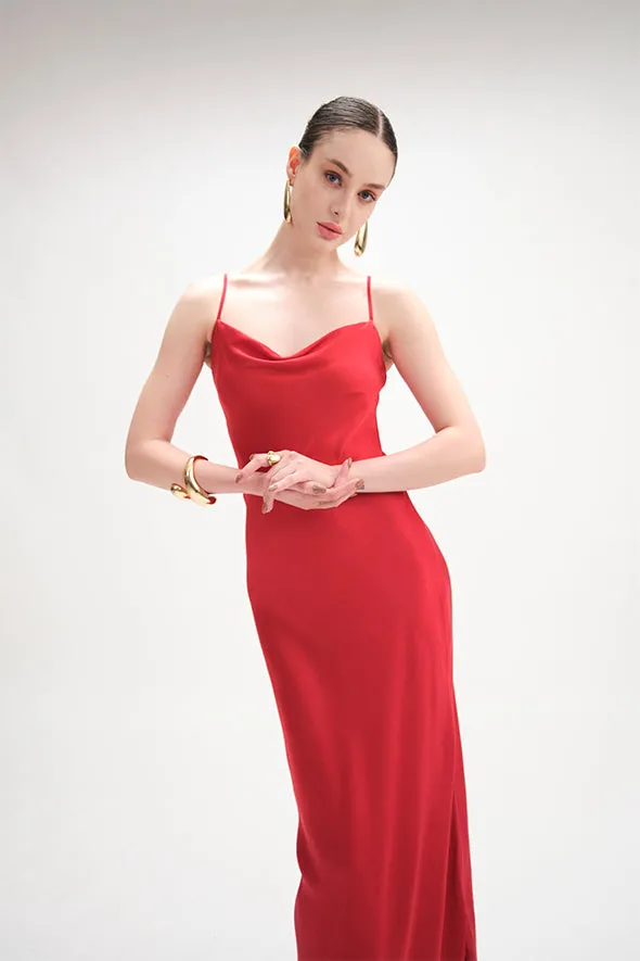 Tyra Slip Dress in Red