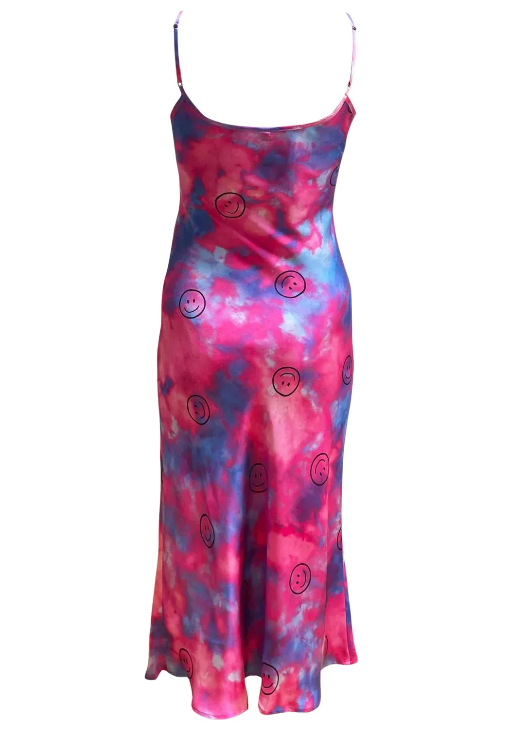 Ultraviolet Psychedelic Silk Slip Midi Dress