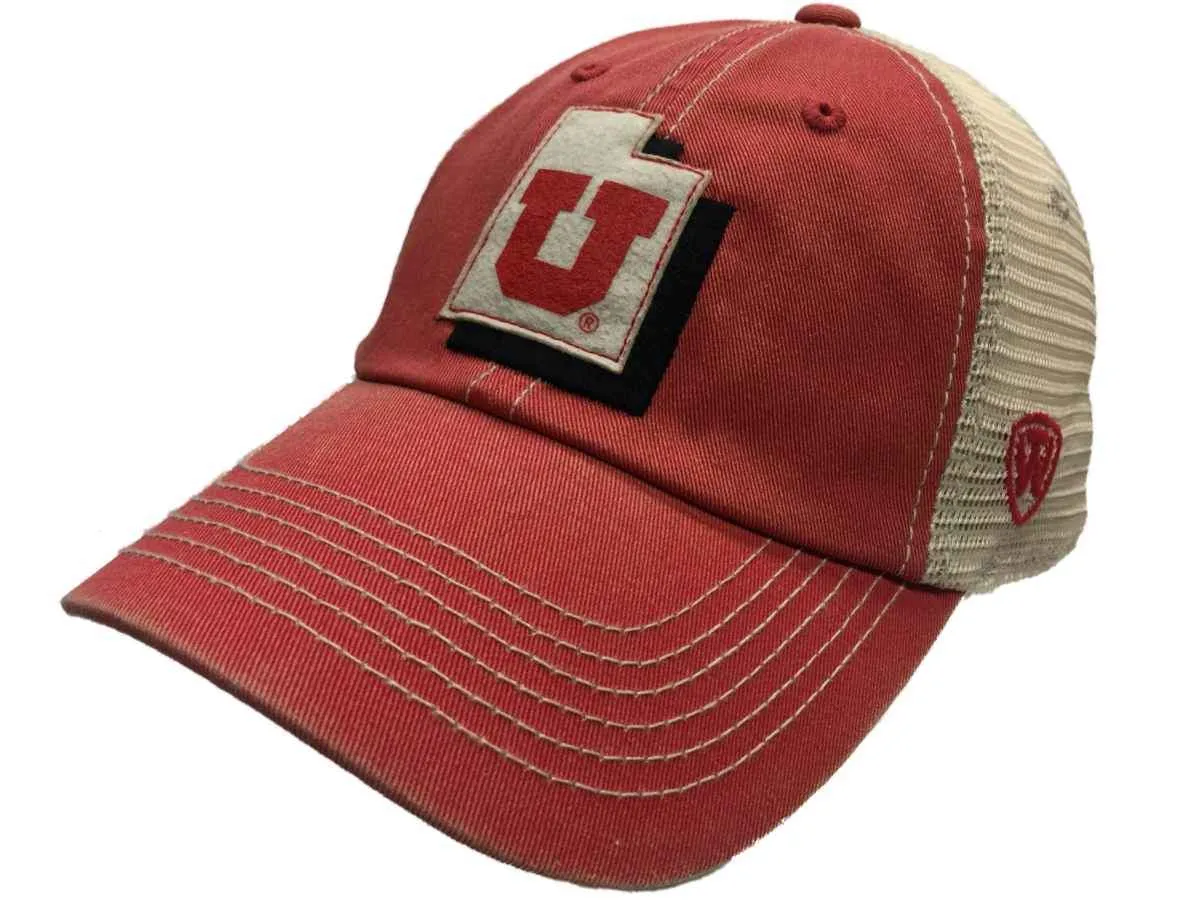 Utah Utes Top of the World Red Beige United Mesh Adjustable Snapback Hat Cap