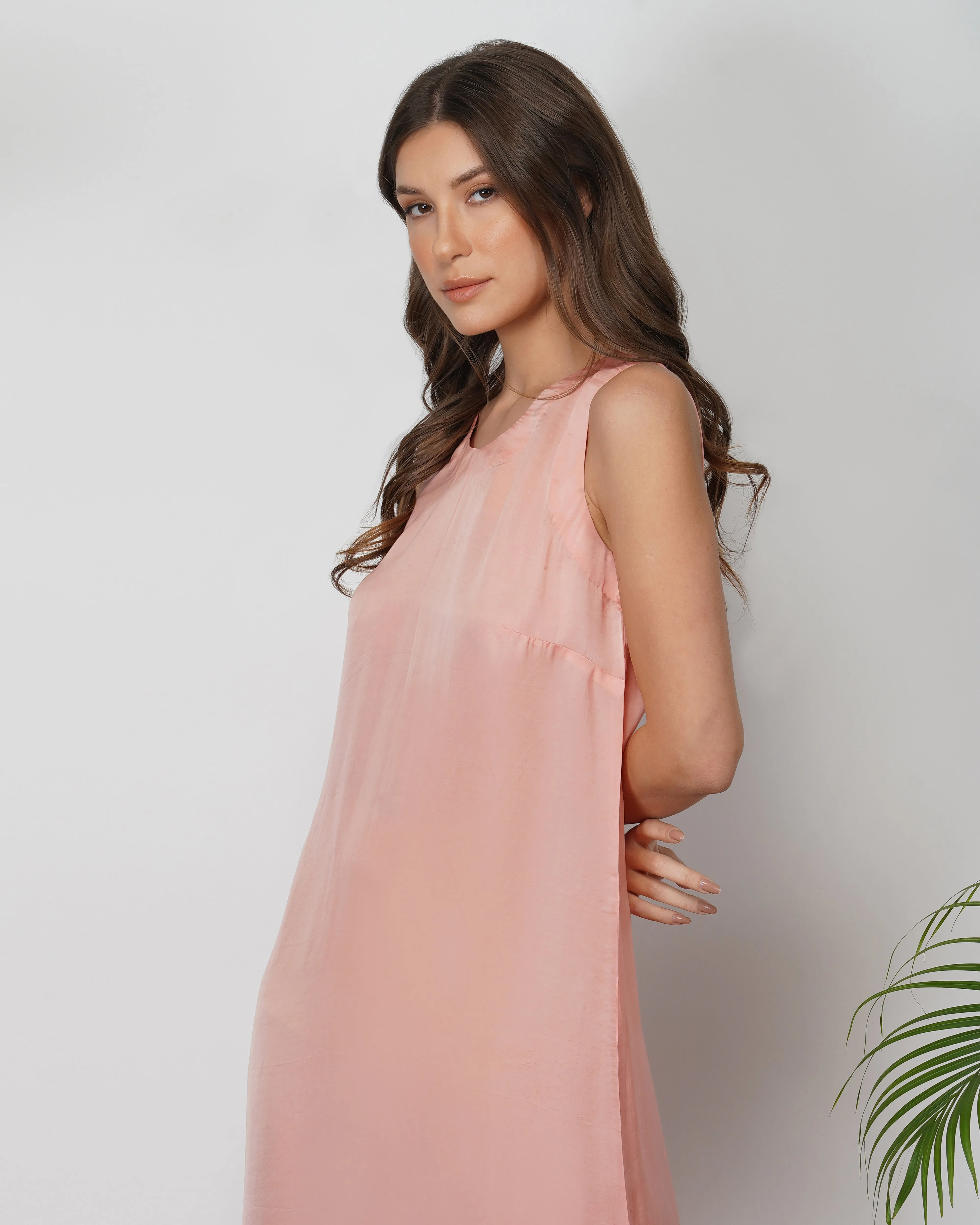 Vegan Silk Slip Dress | Coral