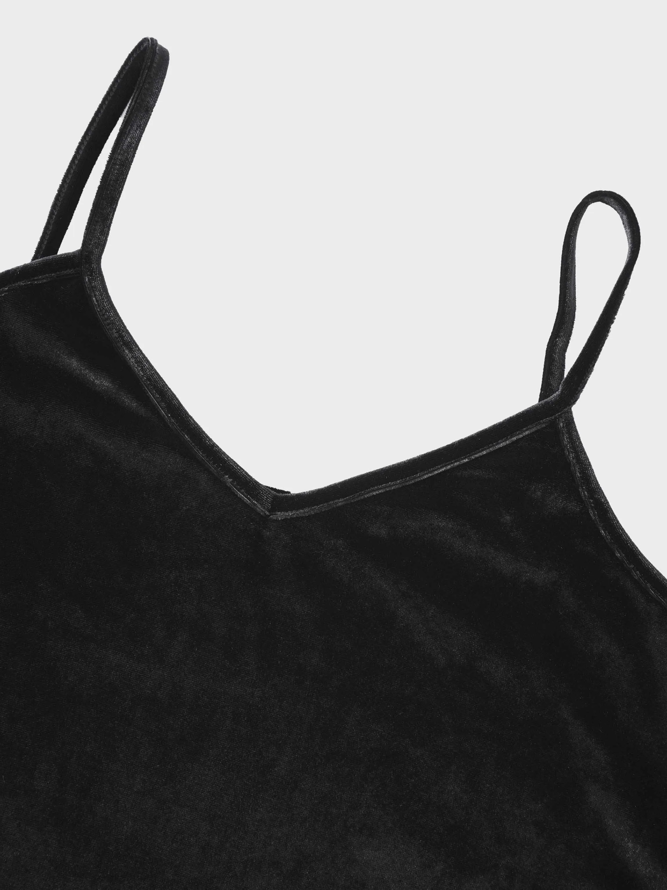 Velour Slip Dress - Black