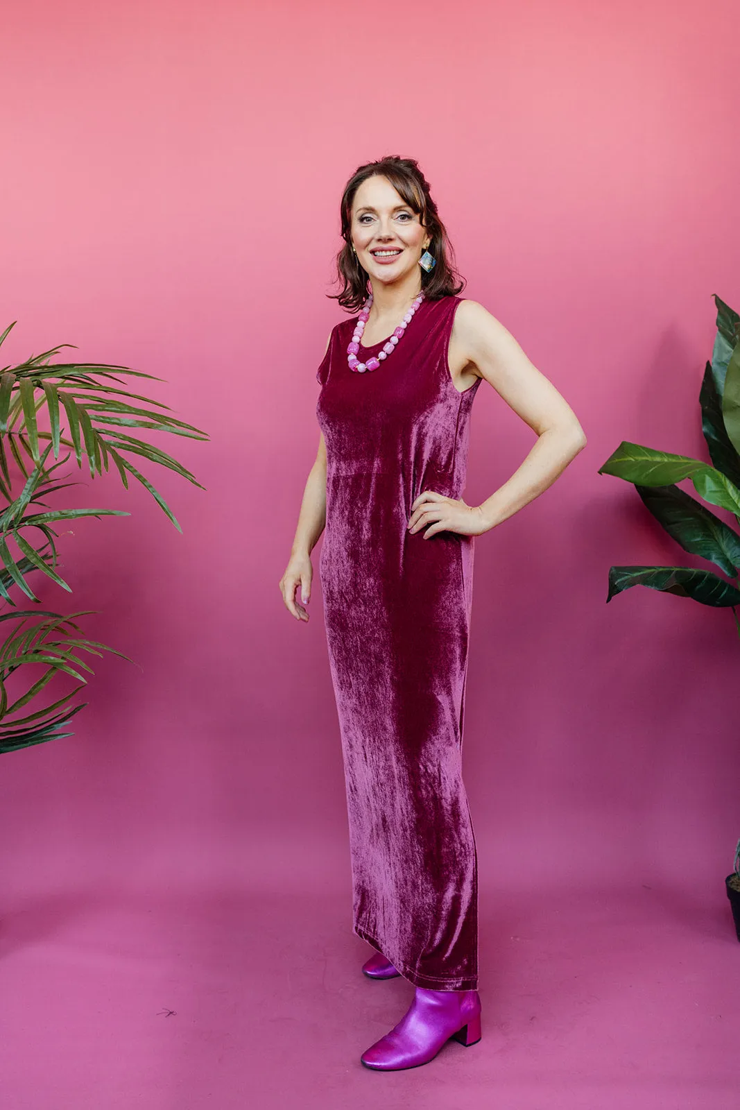 Velvet Maxi Dress in Dusty Rose