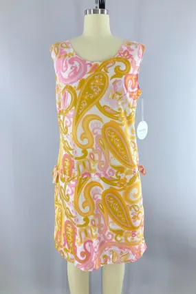 Vintage 60s Paisley Tennis Romper Dress