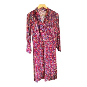 Vintage Burgundy Floral Long Sleeved Dress UK Size 12