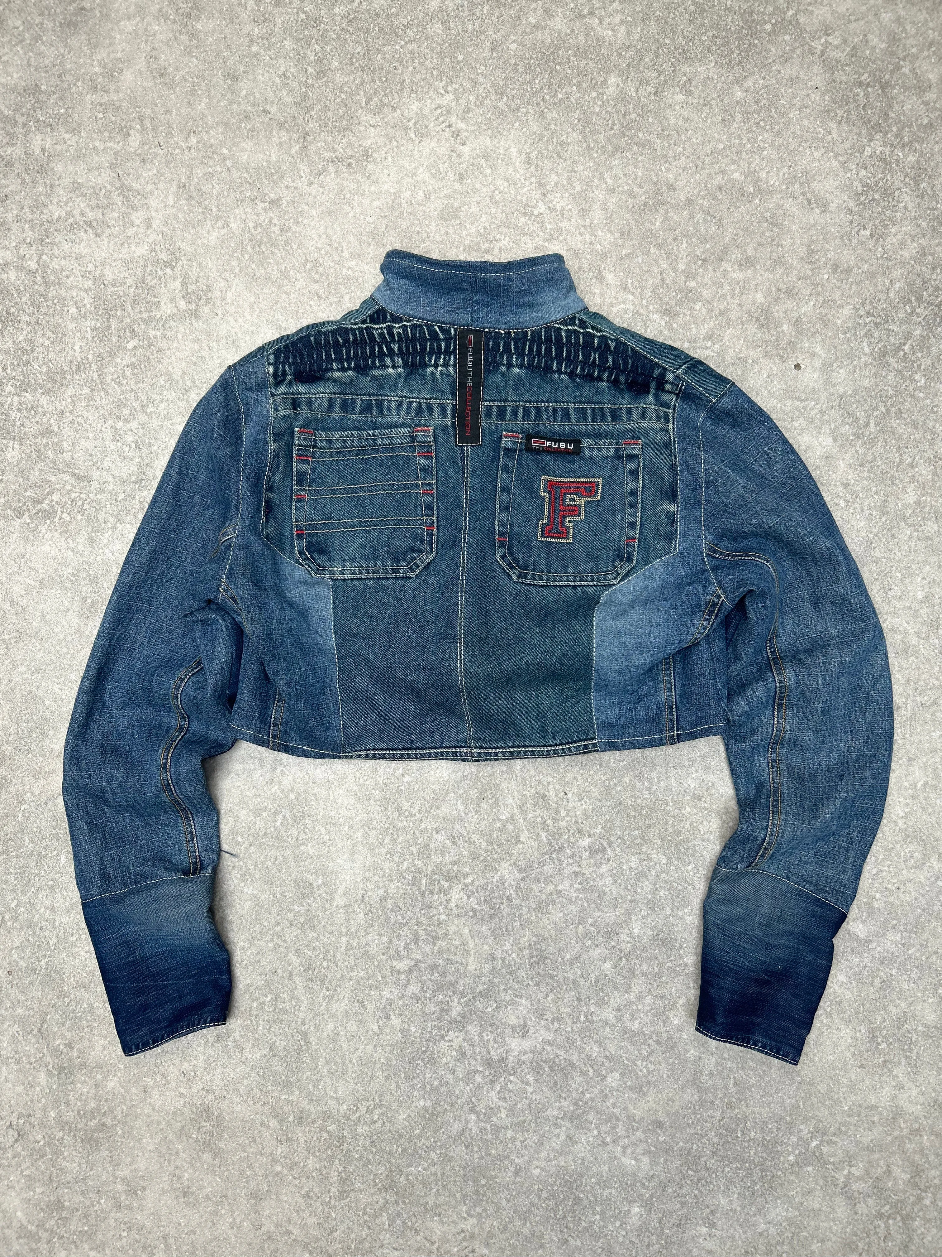 VT Rework : Fubu Spellout Cropped Reworked Denim Jacket