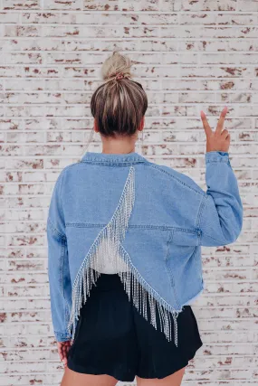 Watch Me Shine Rhinestone Denim Jacket