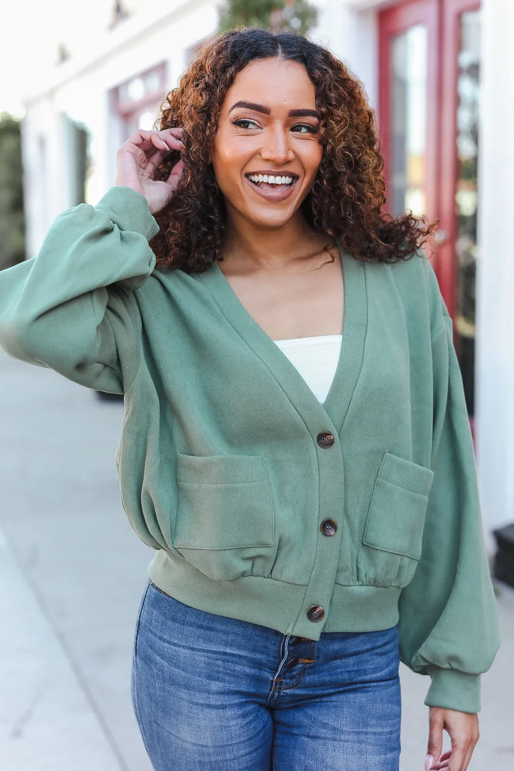 Weekend Ready Lime Green Boyfriend Button Down Cropped Jacket