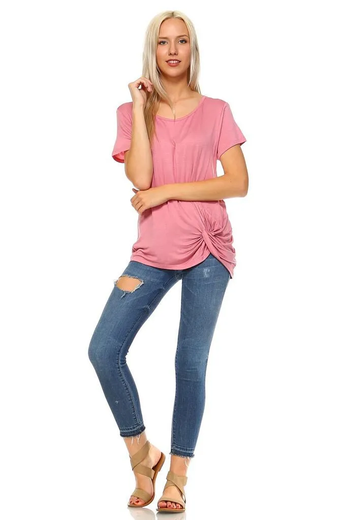 What A Twist Knotted Hem Tunic Top