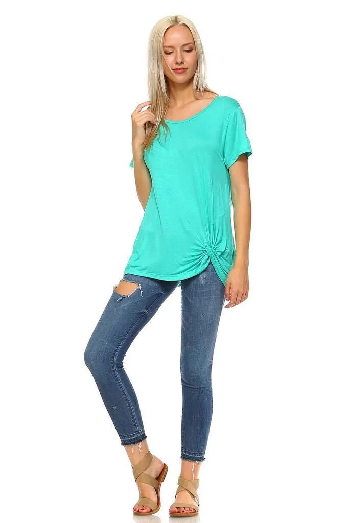 What A Twist Knotted Hem Tunic Top