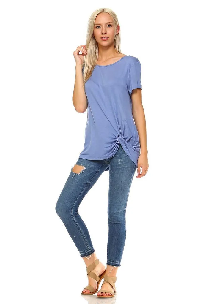 What A Twist Knotted Hem Tunic Top