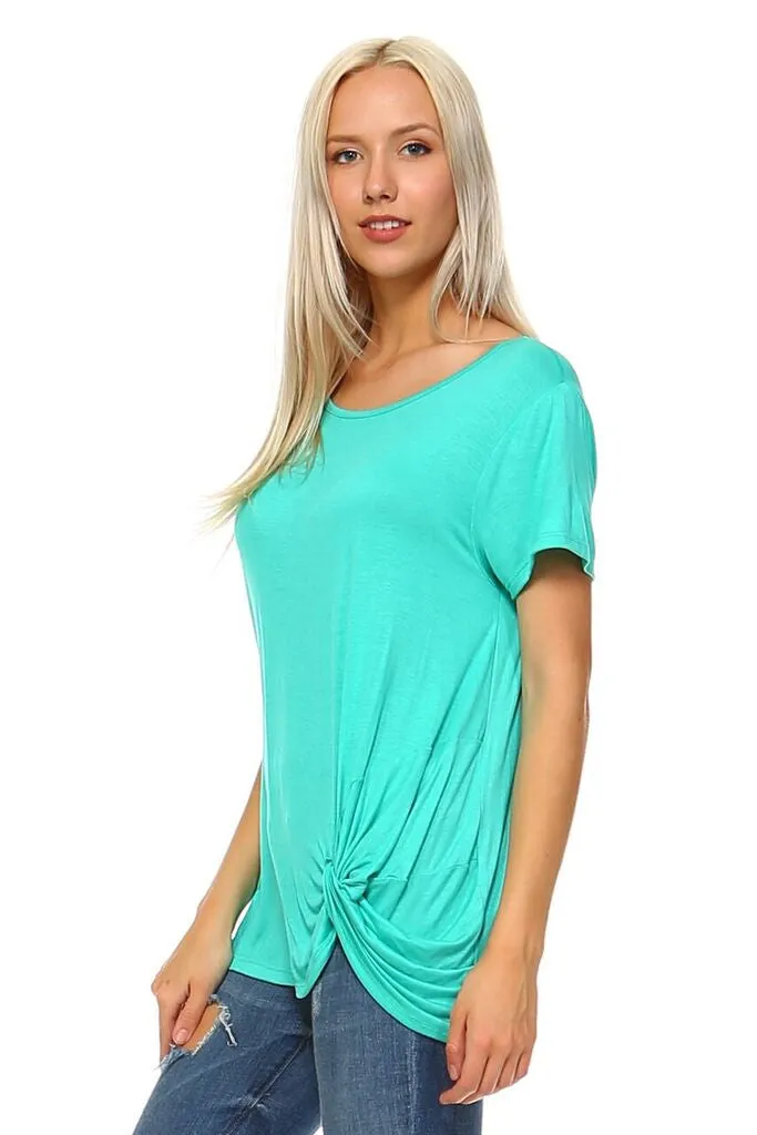 What A Twist Knotted Hem Tunic Top