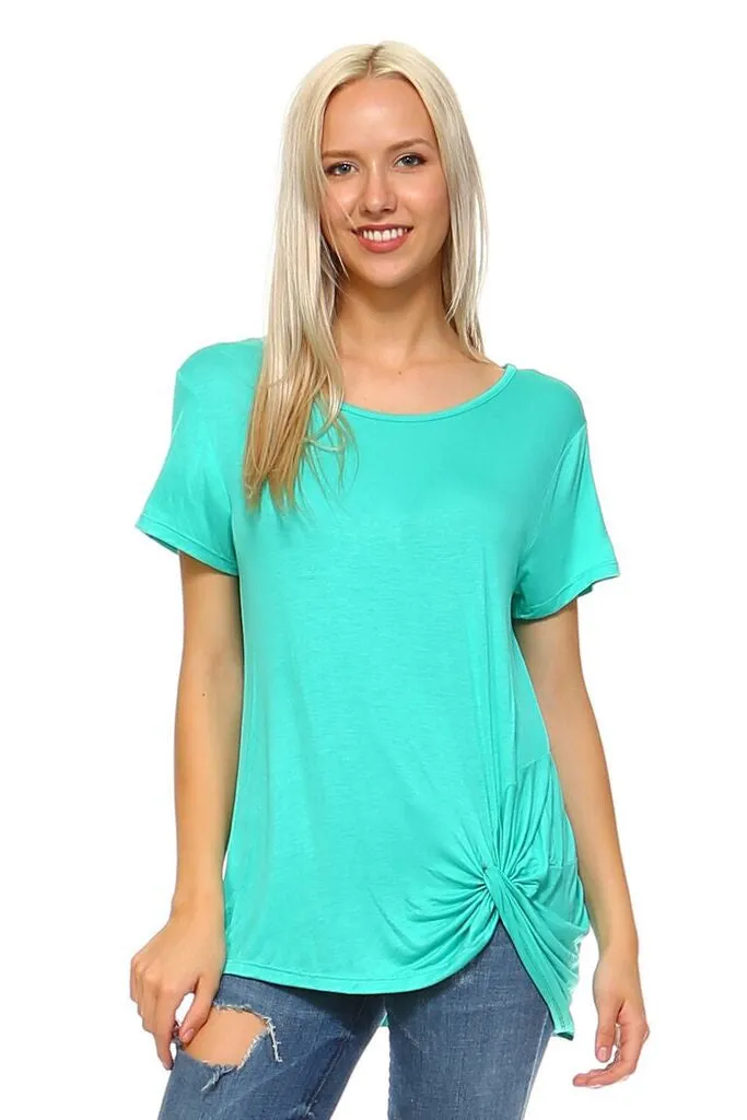 What A Twist Knotted Hem Tunic Top