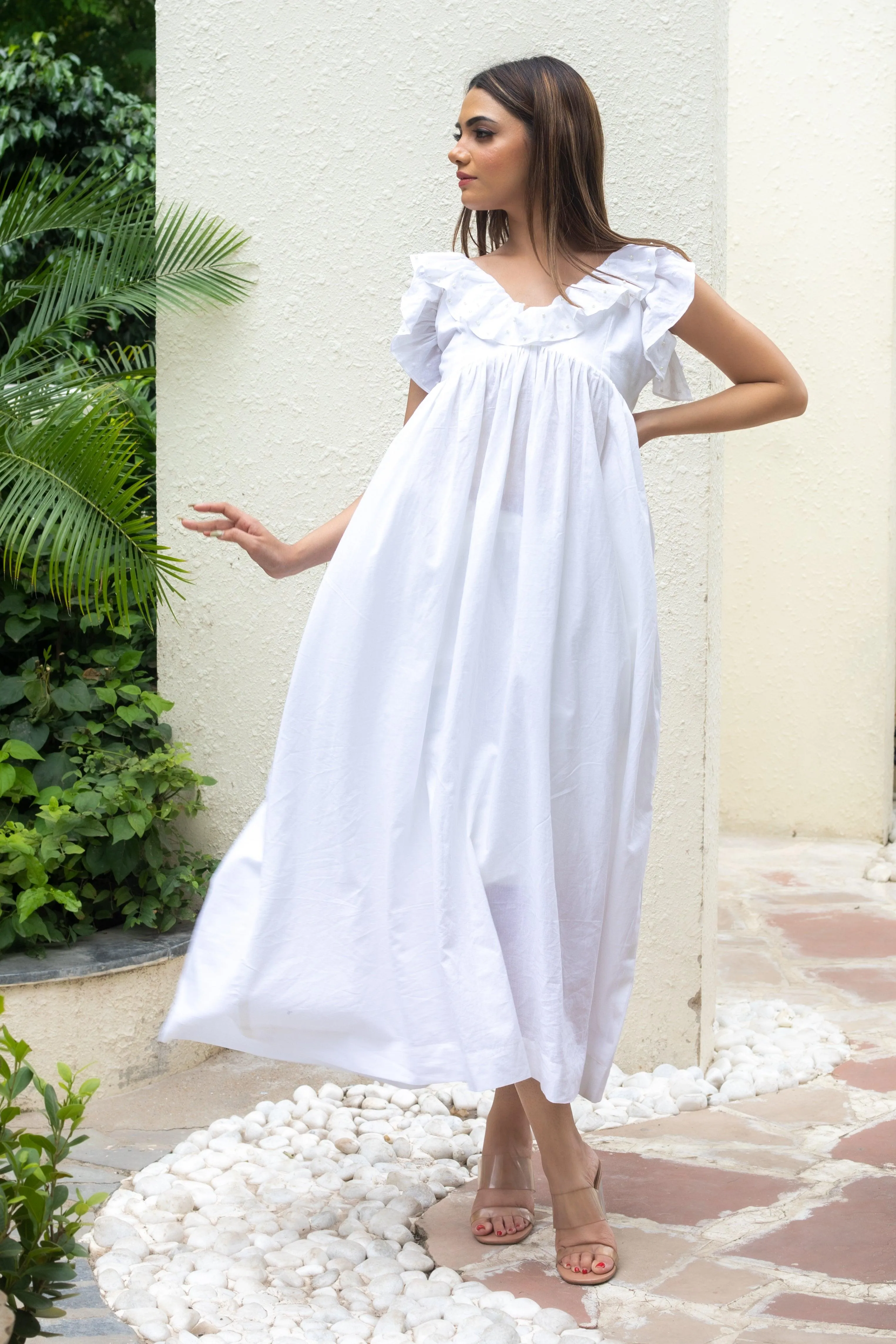 WHITE LILY FLARED DRESS