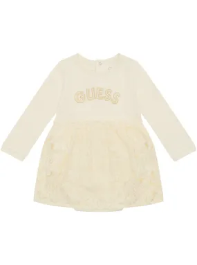 White Long Sleeve Mini Dress (0-12M)