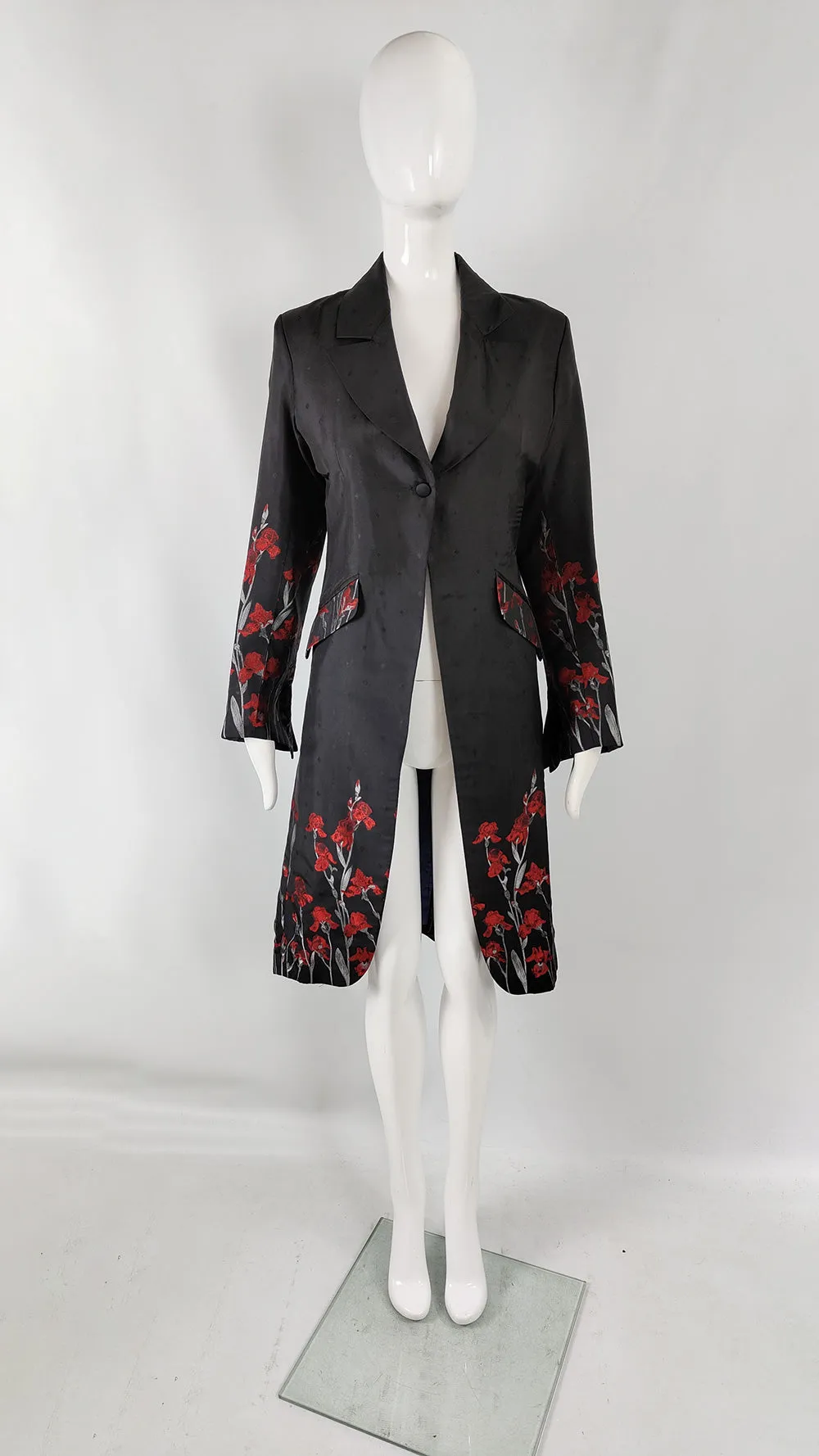 William Hunt Vintage Black & Red Brocade Womens Jacket