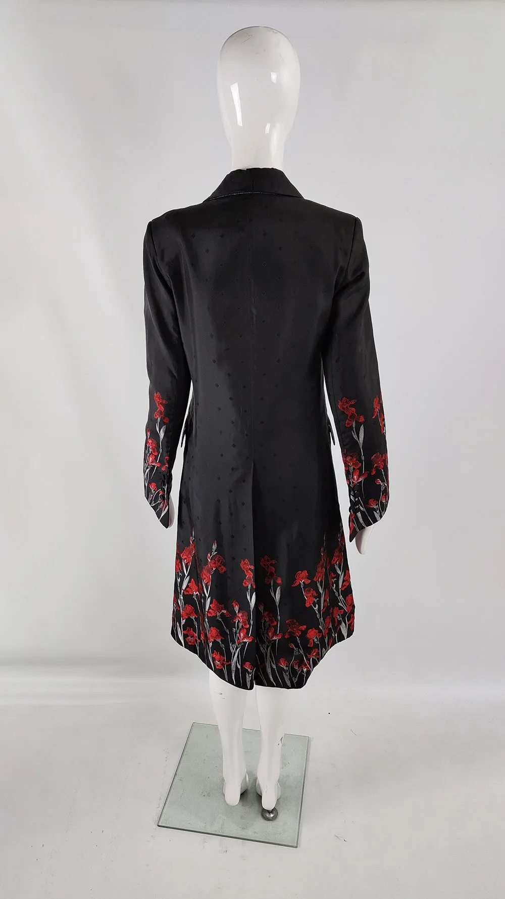 William Hunt Vintage Black & Red Brocade Womens Jacket