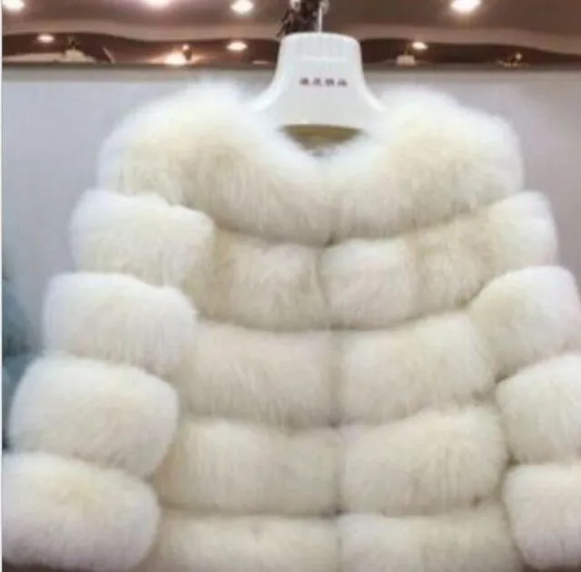 Winter Jacket Big Fluffy Artificial Faux Fur Coat Thick Warm Outerwear