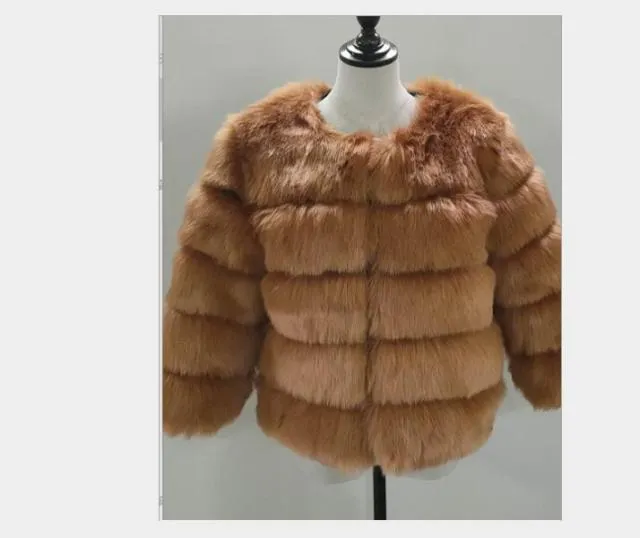 Winter Jacket Big Fluffy Artificial Faux Fur Coat Thick Warm Outerwear