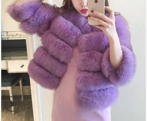 Winter Jacket Big Fluffy Artificial Faux Fur Coat Thick Warm Outerwear