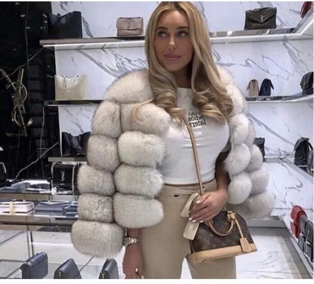 Winter Jacket Big Fluffy Artificial Faux Fur Coat Thick Warm Outerwear