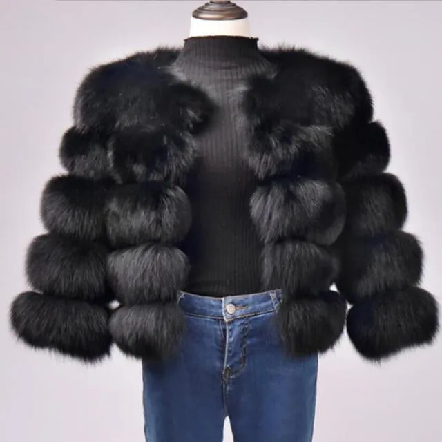 Winter Jacket Big Fluffy Artificial Faux Fur Coat Thick Warm Outerwear