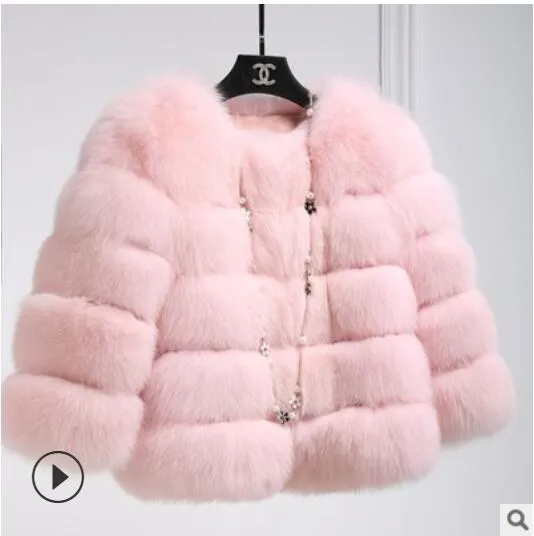 Winter Jacket Big Fluffy Artificial Faux Fur Coat Thick Warm Outerwear