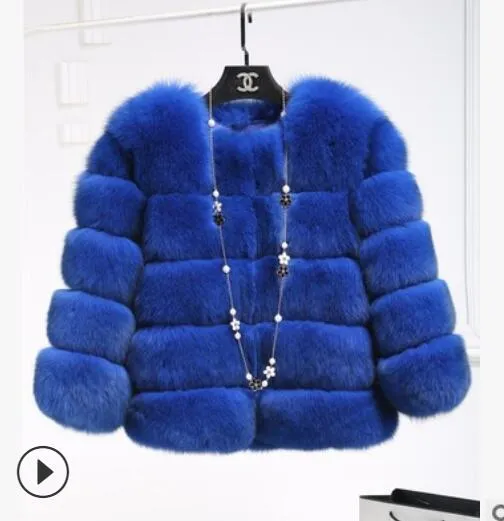 Winter Jacket Big Fluffy Artificial Faux Fur Coat Thick Warm Outerwear