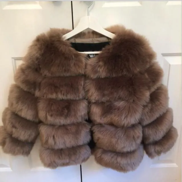 Winter Jacket Big Fluffy Artificial Faux Fur Coat Thick Warm Outerwear