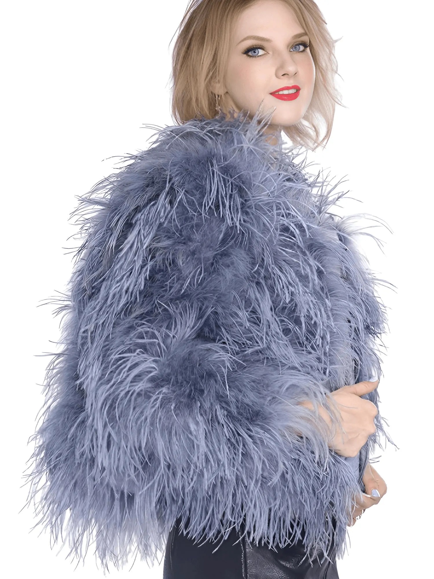 Winter Ostrich Feather Jacket Fur Coat Casual Australian Imported Fur Ostrich Jacket Ladies Nightclub Coat