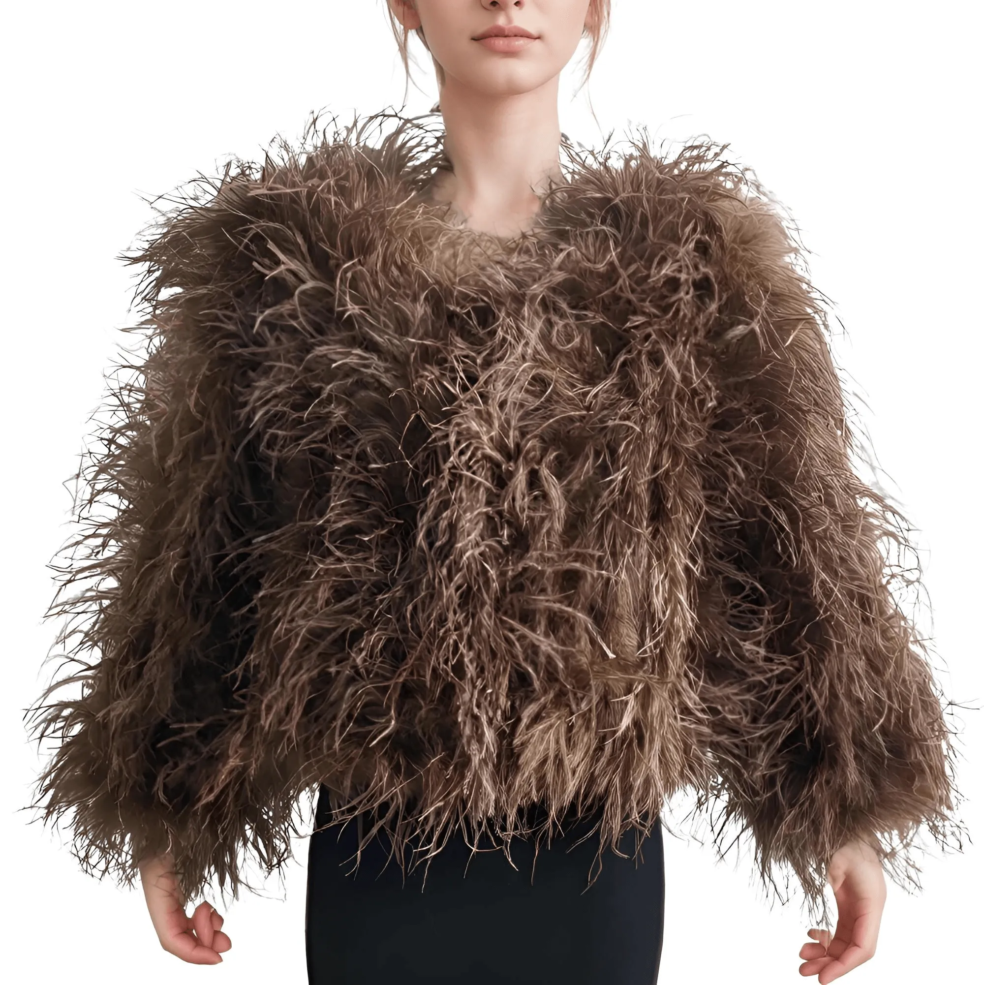 Winter Ostrich Feather Jacket Fur Coat Casual Australian Imported Fur Ostrich Jacket Ladies Nightclub Coat