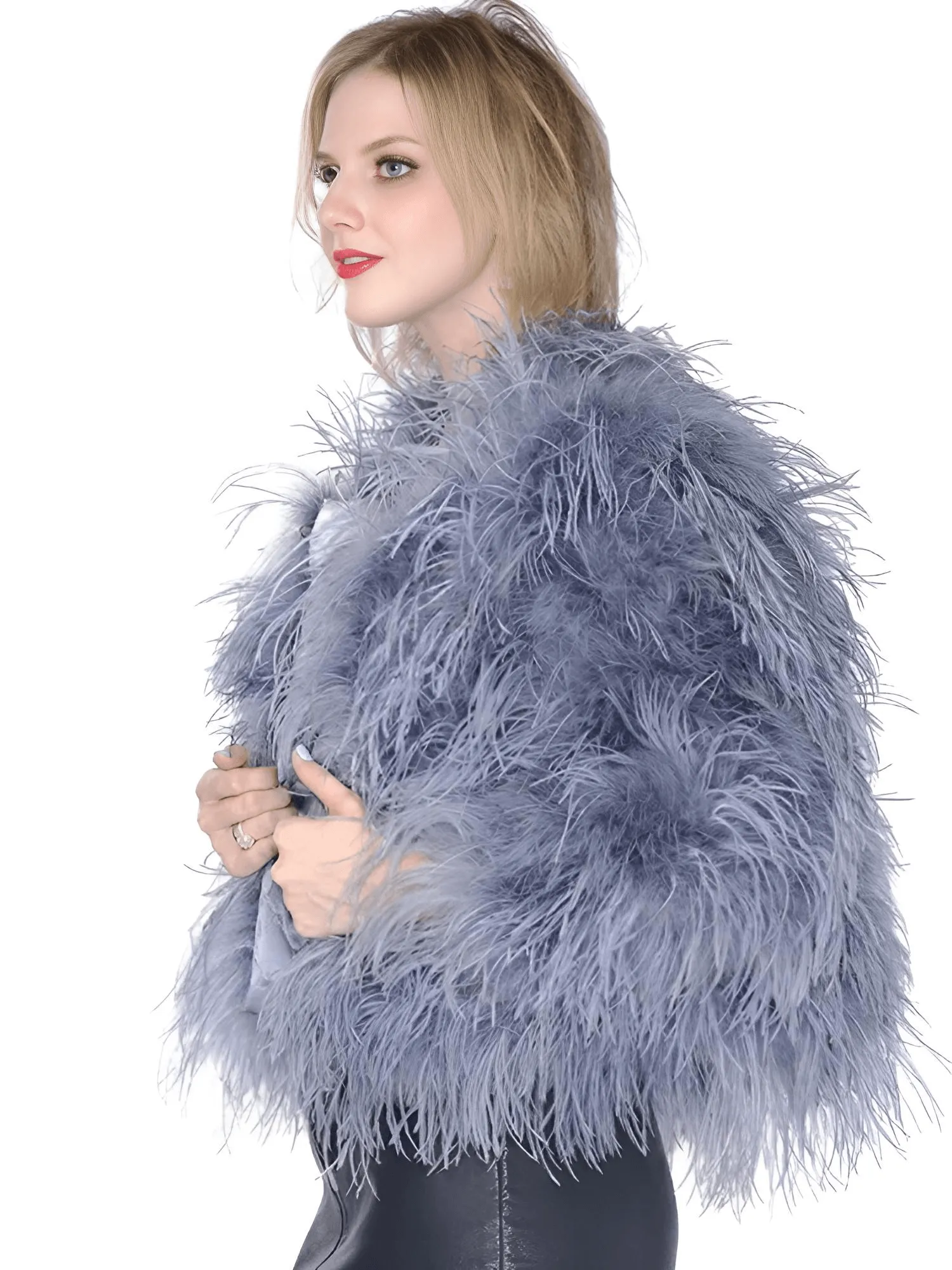 Winter Ostrich Feather Jacket Fur Coat Casual Australian Imported Fur Ostrich Jacket Ladies Nightclub Coat