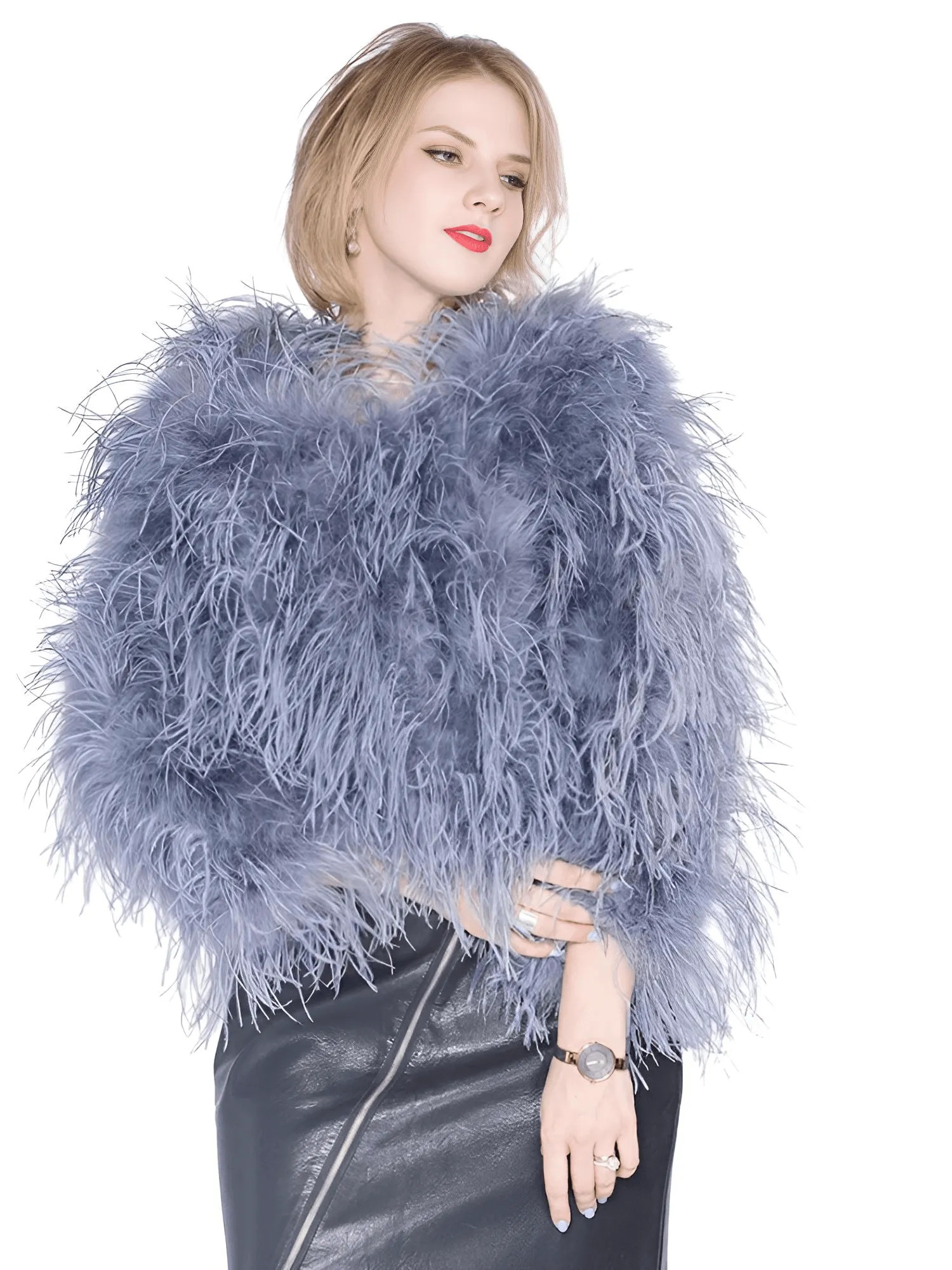 Winter Ostrich Feather Jacket Fur Coat Casual Australian Imported Fur Ostrich Jacket Ladies Nightclub Coat