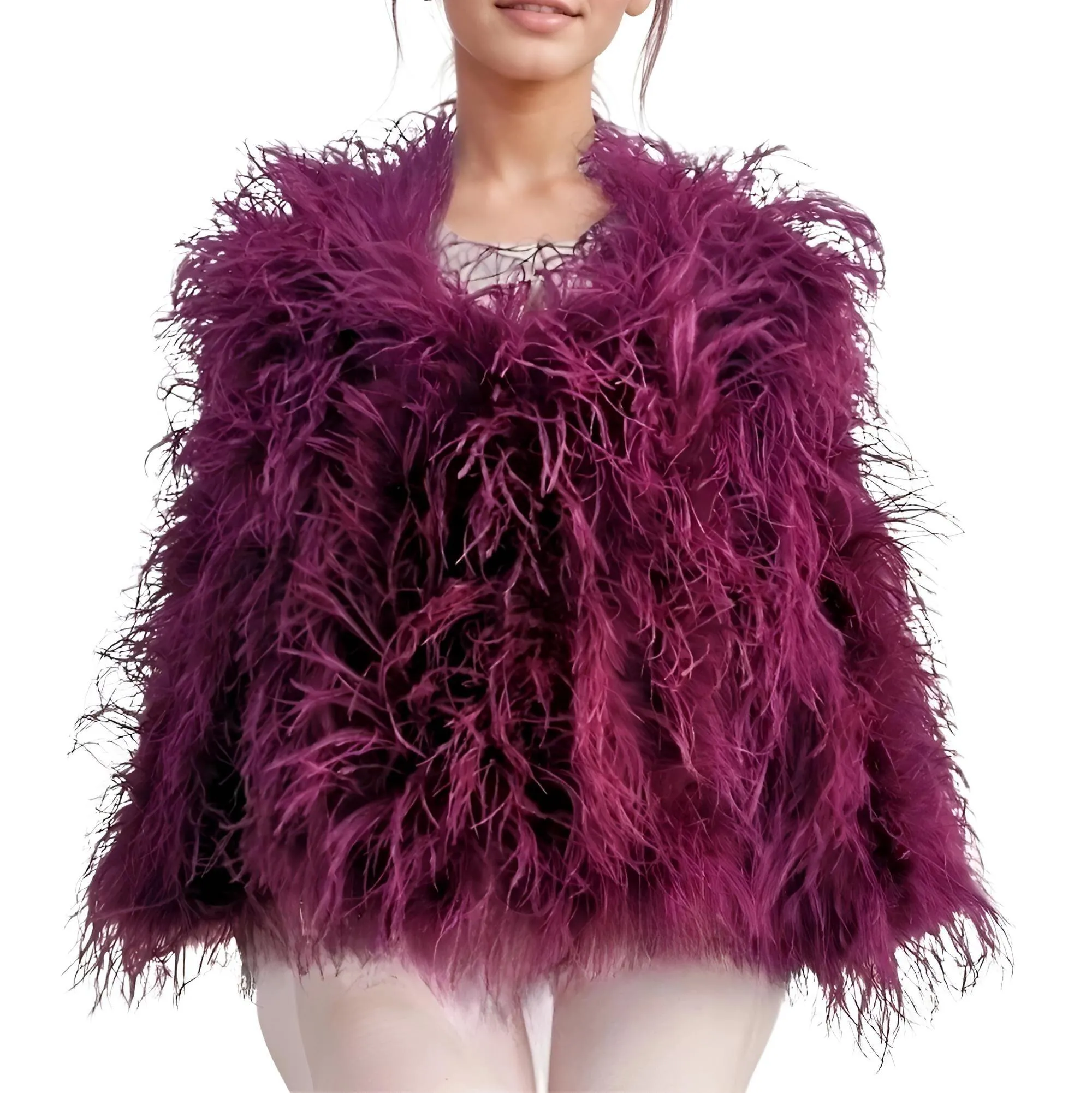 Winter Ostrich Feather Jacket Fur Coat Casual Australian Imported Fur Ostrich Jacket Ladies Nightclub Coat