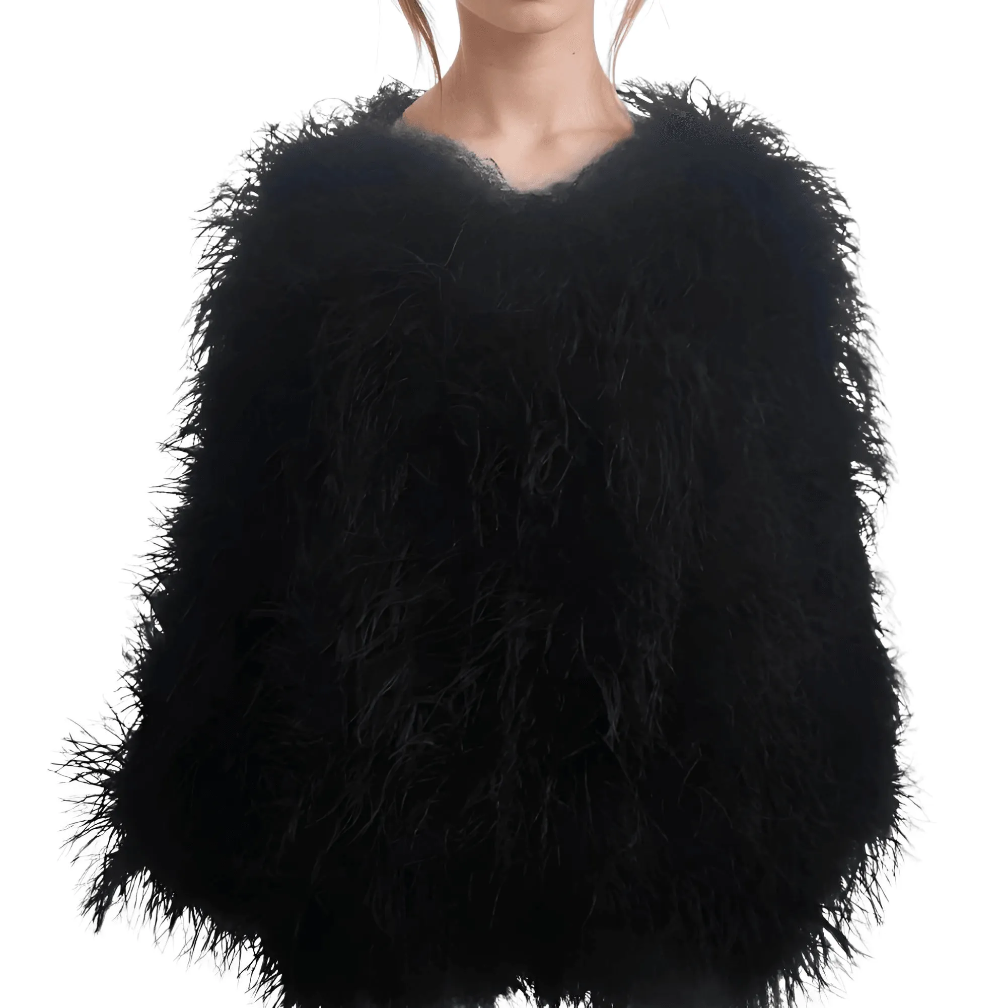 Winter Ostrich Feather Jacket Fur Coat Casual Australian Imported Fur Ostrich Jacket Ladies Nightclub Coat