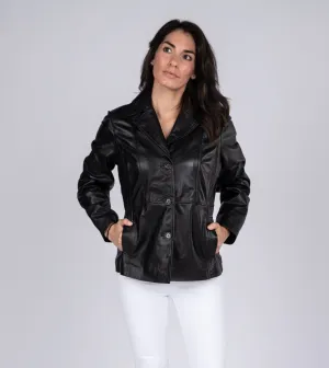 Women's Athena 3 Button Leather Coat