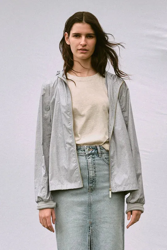 Womens Crop Recycled Raincoat |Denim