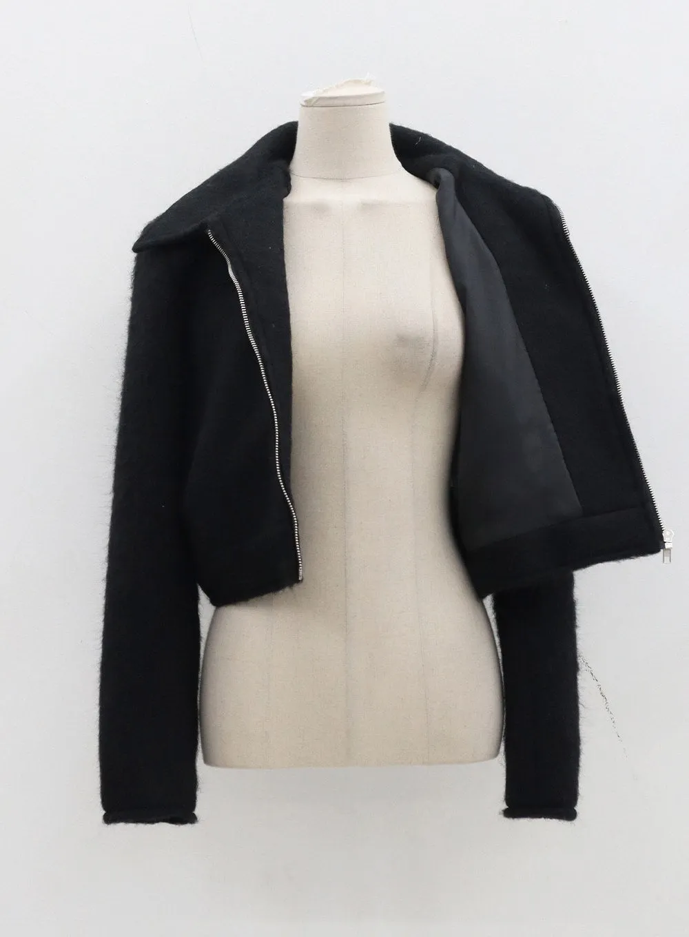 Wool Blend Zipper Cropped Jacket CD29