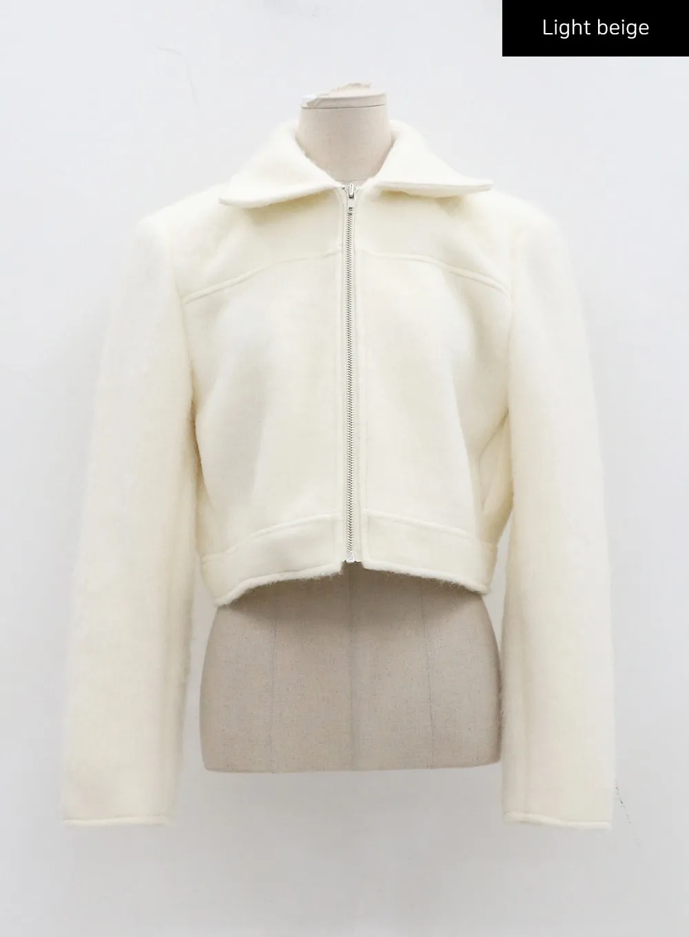 Wool Blend Zipper Cropped Jacket CD29