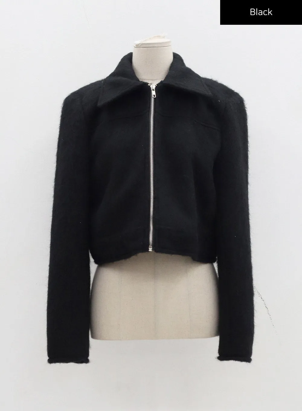 Wool Blend Zipper Cropped Jacket CD29