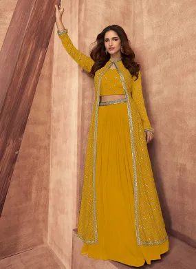 Yellow Sequence Embroidered Lehenga Choli And Jacket